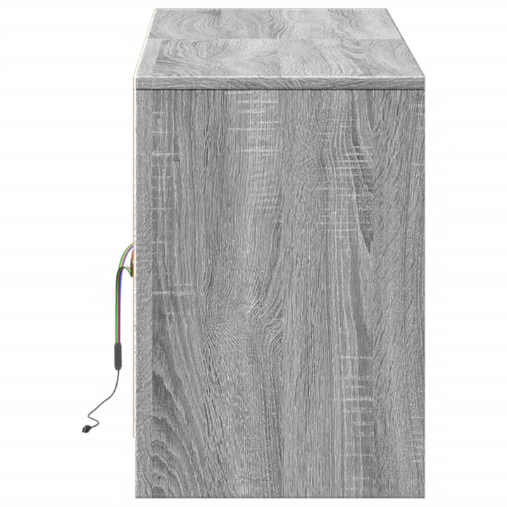 tv-bord m. LED-lys 139,5x34x50 cm konstrueret træ grå sonoma-eg