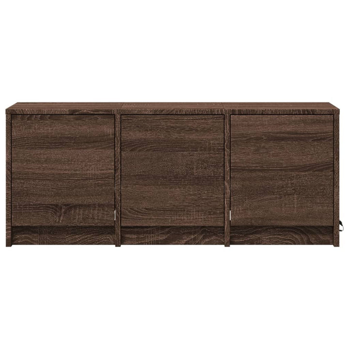tv-bord m. LED-lys 97x34x40 cm konstrueret træ brunt eg