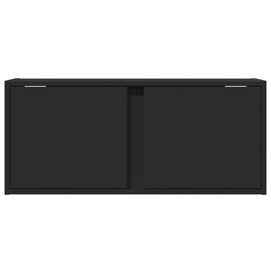 væghængt tv-bord med LED-lys 80x31x35 cm sort