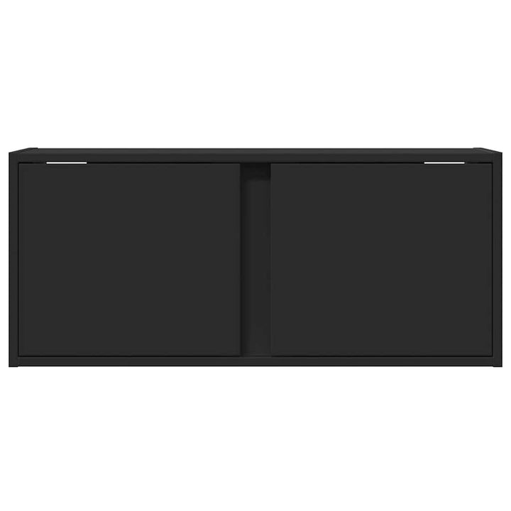 væghængt tv-bord med LED-lys 80x31x35 cm sort
