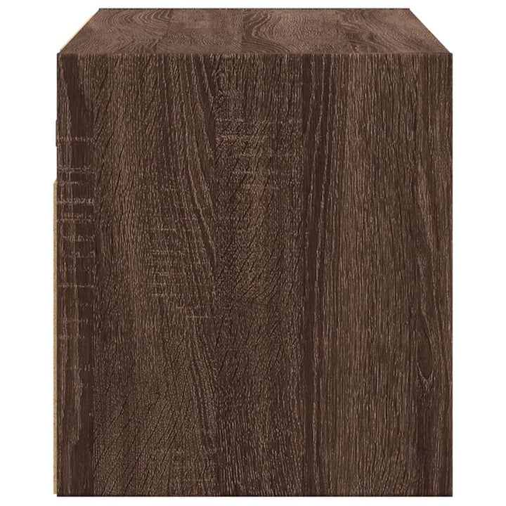 væghængt tv-bord med LED-lys 80x31x35 cm brun egetræsfarve