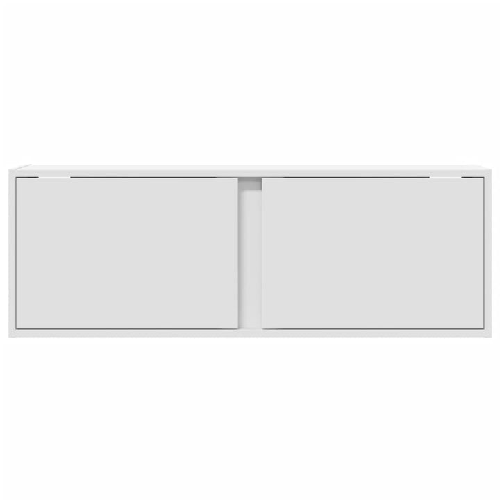 væghængt tv-bord med LED-lys 100x31x35 cm hvid