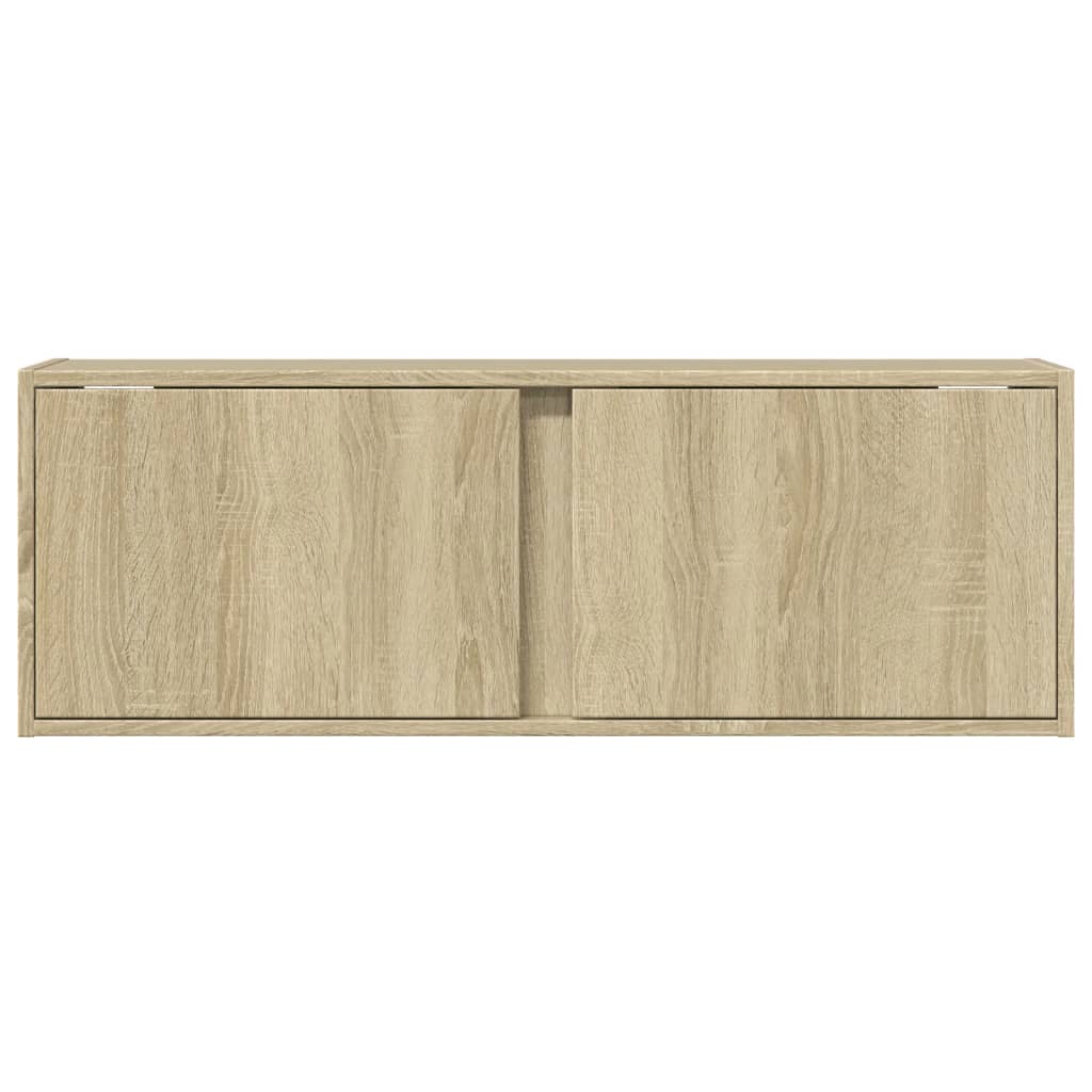 væghængt tv-bord med LED-lys 100x31x35 cm sonoma-eg