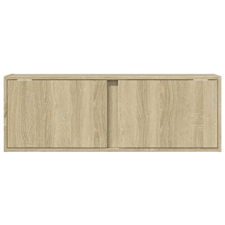 væghængt tv-bord med LED-lys 100x31x35 cm sonoma-eg