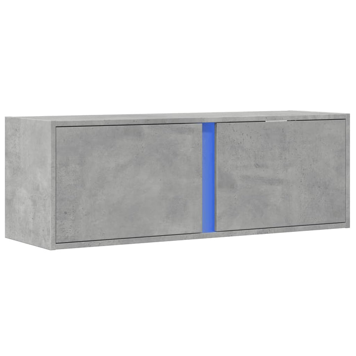 væghængt tv-bord med LED-lys 100x31x35 cm betongrå