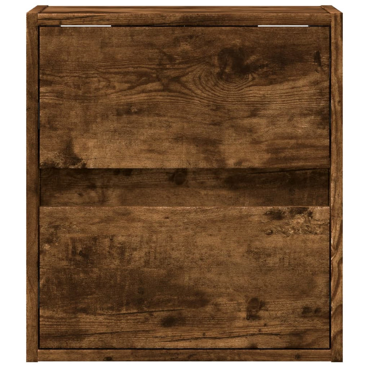 væghængt tv-bord med LED-lys 41x31x45 cm røget egetræsfarve