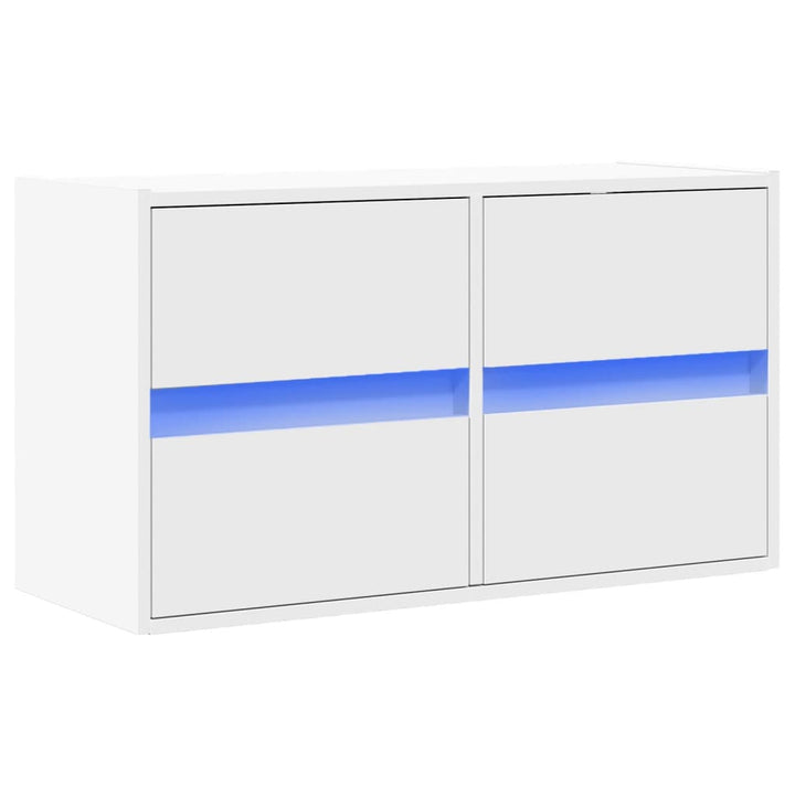 væghængt tv-bord med LED-lys 80x31x45 cm hvid