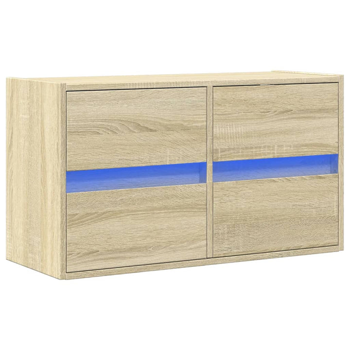 væghængt tv-bord med LED-lys 80x31x45 cm sonoma-eg