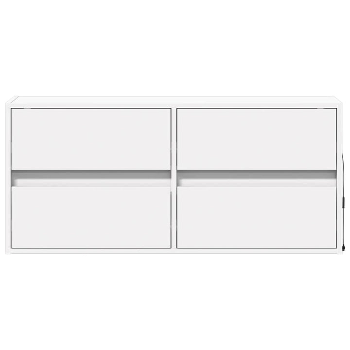 væghængt tv-bord med LED-lys 100x31x45 cm hvid