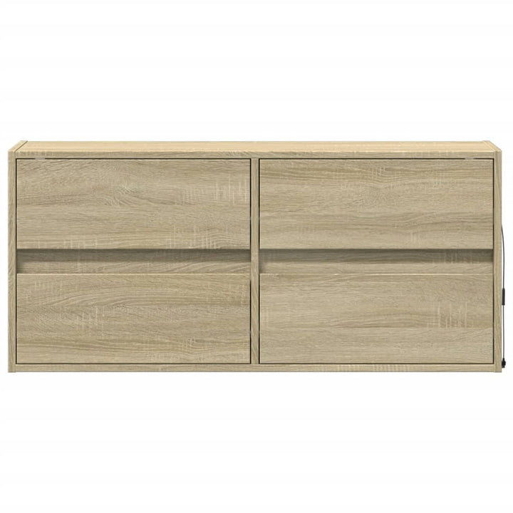 væghængt tv-bord med LED-lys 100x31x45 cm sonoma-eg
