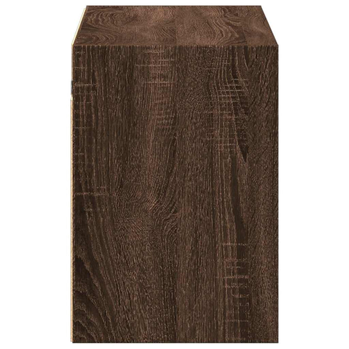 væghængt tv-bord med LED-lys 100x31x45 cm brun egetræsfarve