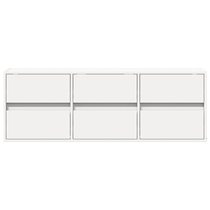 væghængt tv-bord med LED-lys 130x31x45 cm hvid