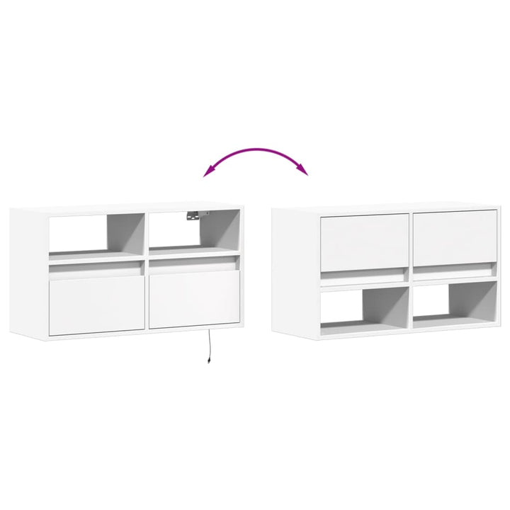 væghængt tv-bord med LED-lys 80x31x45 cm hvid