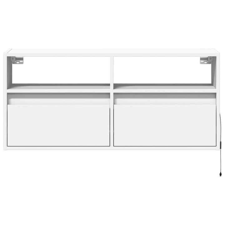 væghængt tv-bord med LED-lys 100x31x45 cm hvid