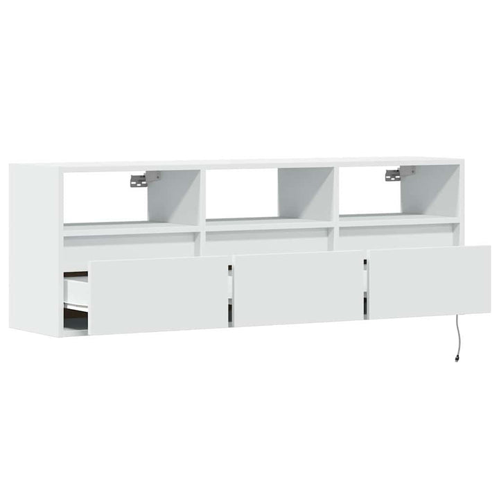 væghængt tv-bord med LED-lys 130x31x45 cm hvid