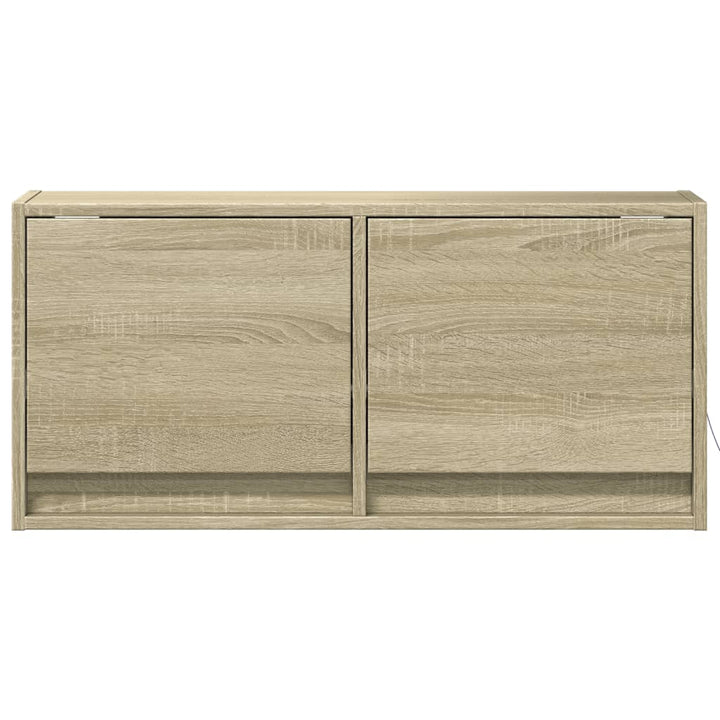 væghængt tv-bord med LED-lys 80x31x35 cm sonoma-eg