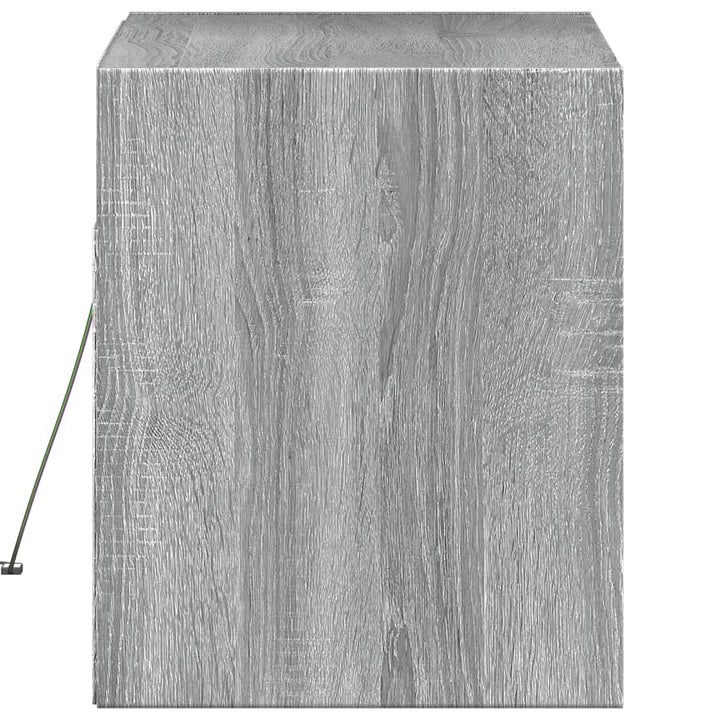 væghængt tv-bord med LED-lys 80x31x35 cm grå sonoma-eg