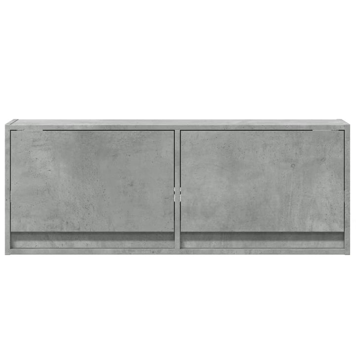 væghængt tv-bord med LED-lys 100x31x35 cm betongrå