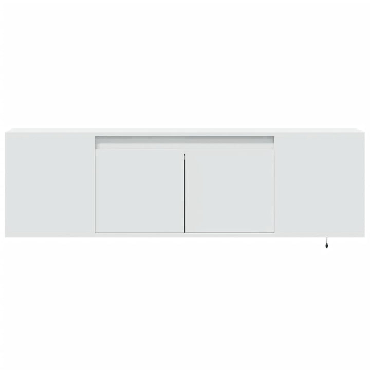 væghængt tv-bord med LED-lys 135x31x39,5 cm hvid
