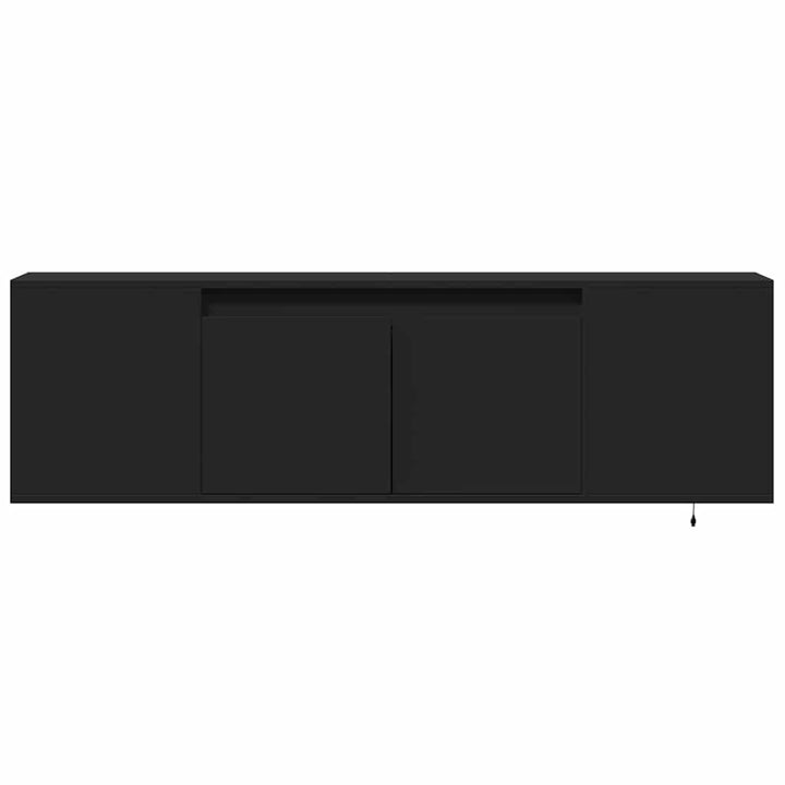 væghængt tv-bord med LED-lys 135x31x39,5 cm sort