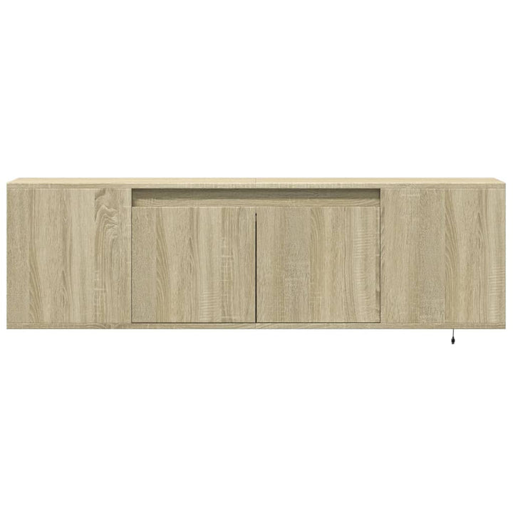 væghængt tv-bord med LED-lys 135x31x39,5 cm sonoma-eg