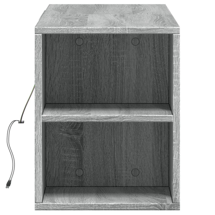 væghængt tv-bord med LED-lys 135x31x39,5 cm grå sonoma-eg