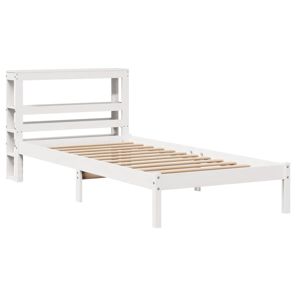 sengeramme uden madras 75x190 cm massivt fyrretræ hvid
