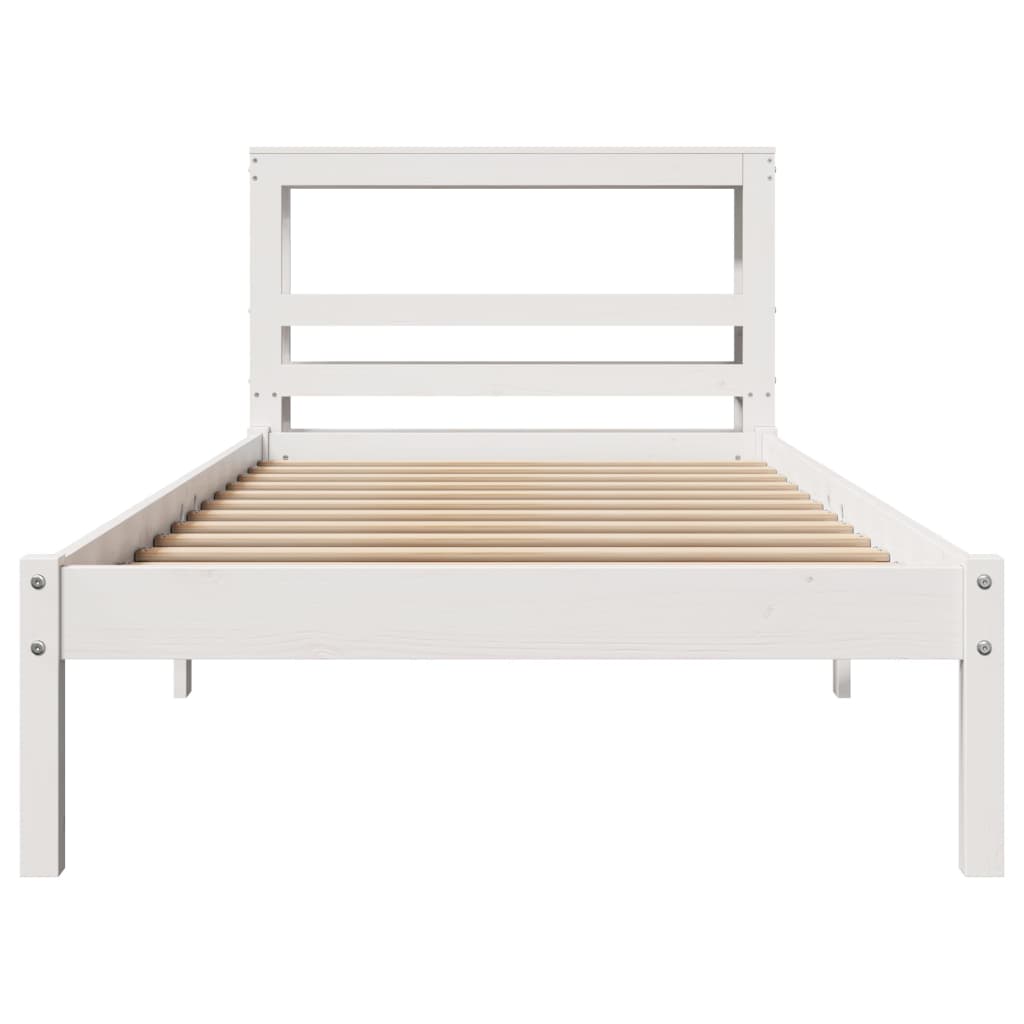 sengeramme uden madras 75x190 cm massivt fyrretræ hvid