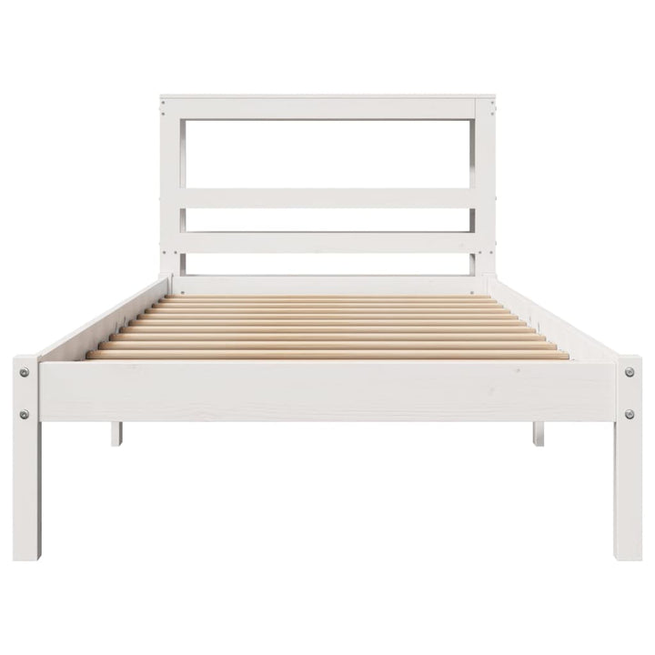 sengeramme uden madras 75x190 cm massivt fyrretræ hvid