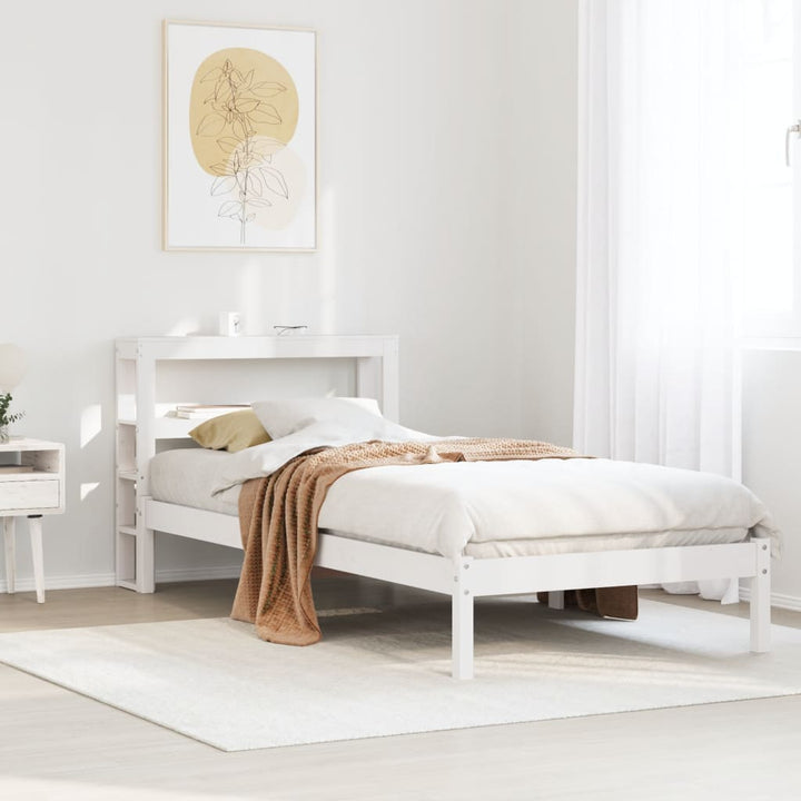 sengeramme uden madras 75x190 cm massivt fyrretræ hvid