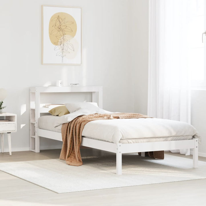 sengeramme uden madras 90x190 cm massivt fyrretræ hvid