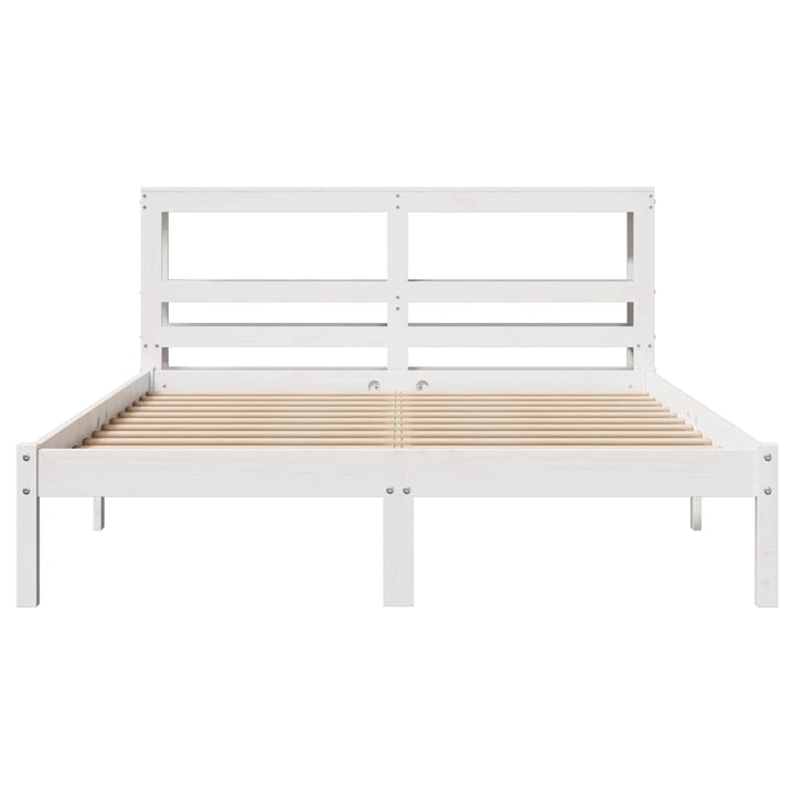sengeramme uden madras 135x190 cm massivt fyrretræ hvid