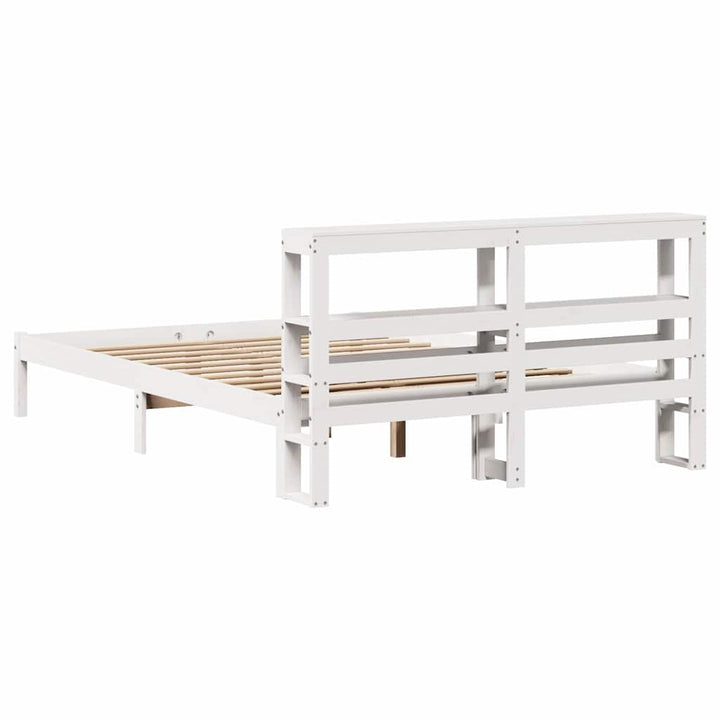 sengeramme uden madras 135x190 cm massivt fyrretræ hvid