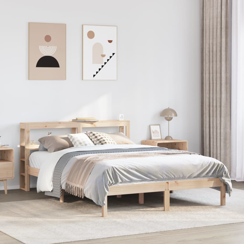 sengeramme uden madras 140x190 cm massivt fyrretræ