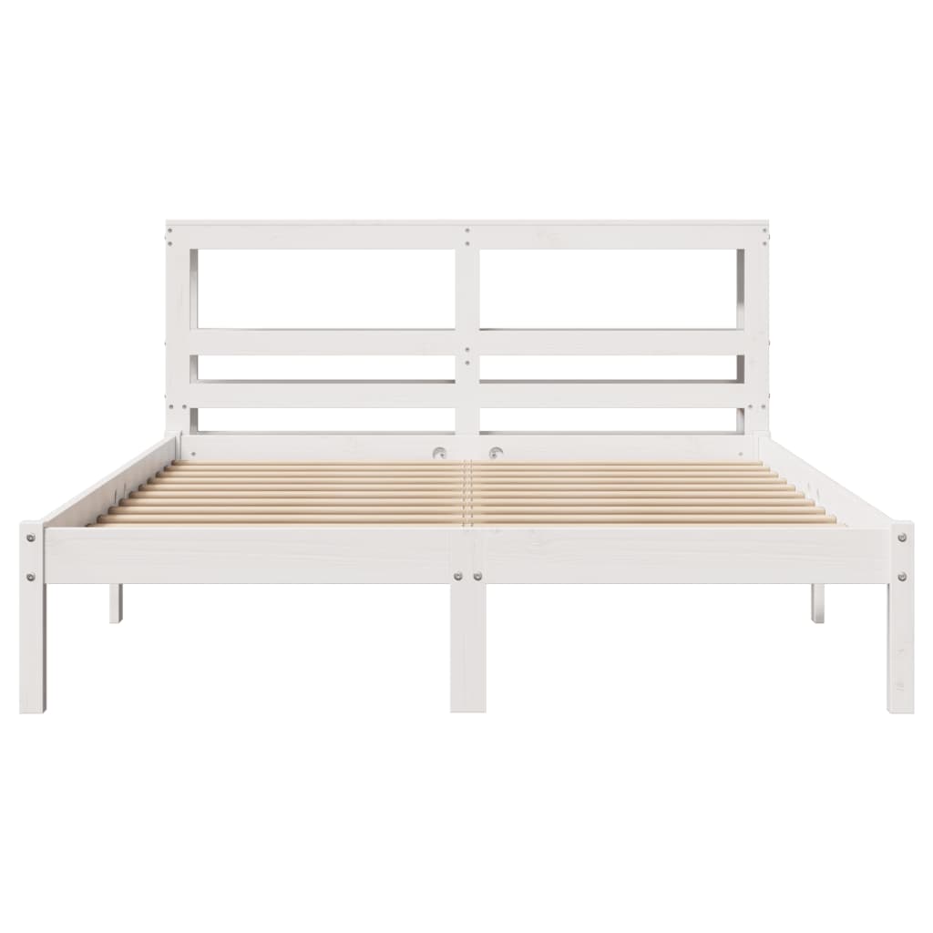 sengeramme uden madras 140x190 cm massivt fyrretræ hvid