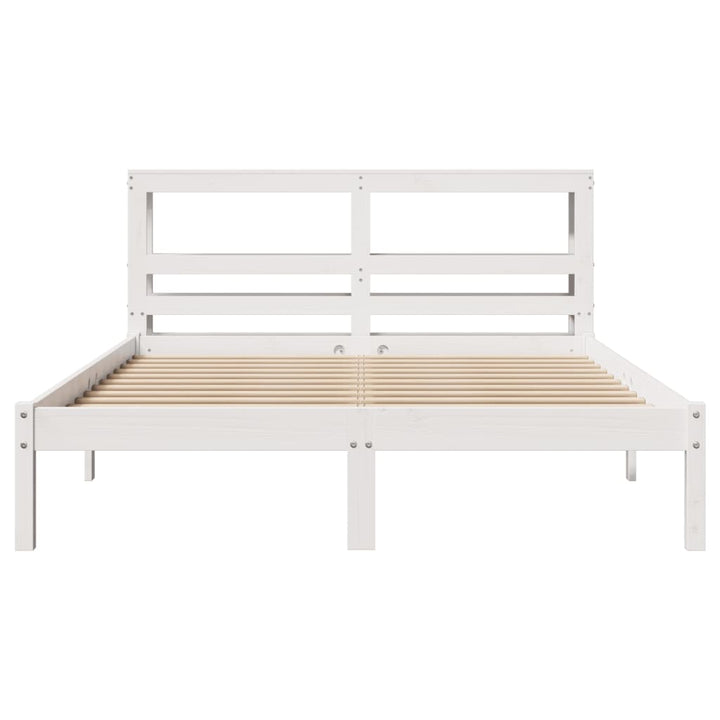 sengeramme uden madras 140x190 cm massivt fyrretræ hvid