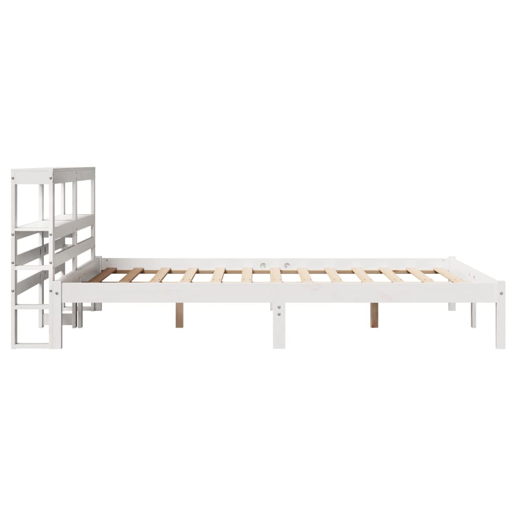 sengeramme uden madras 140x190 cm massivt fyrretræ hvid