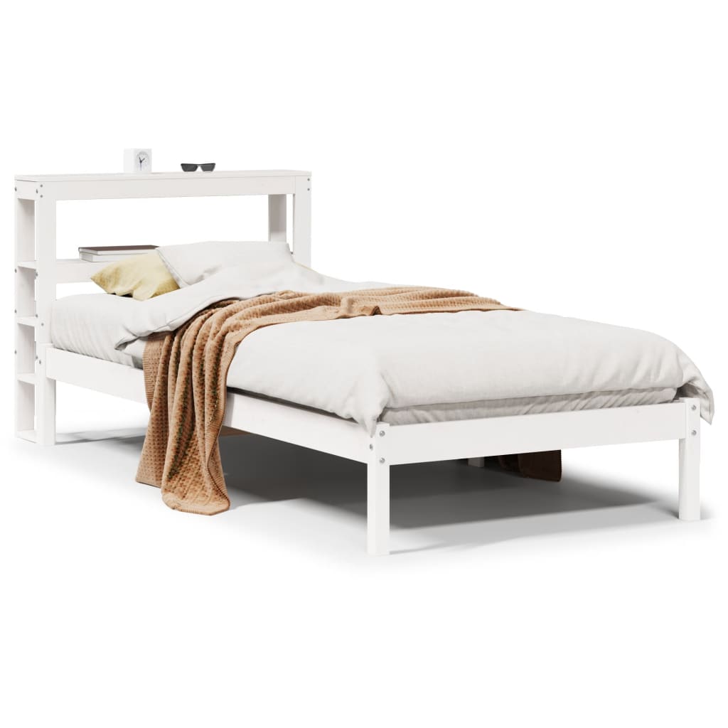 sengeramme uden madras 90x200 cm massivt fyrretræ hvid