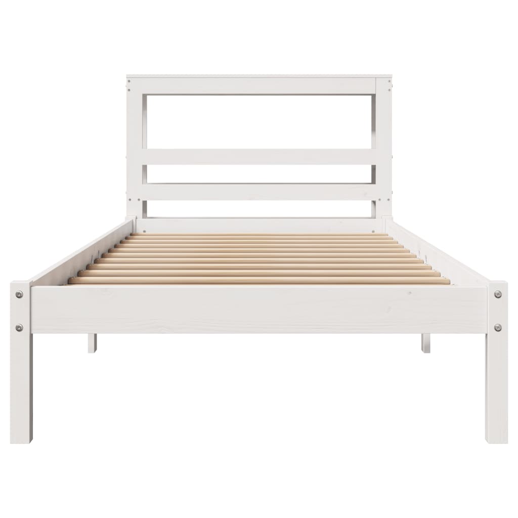 sengeramme uden madras 90x200 cm massivt fyrretræ hvid