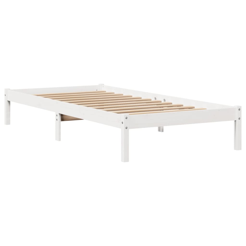 sengeramme uden madras 90x200 cm massivt fyrretræ hvid