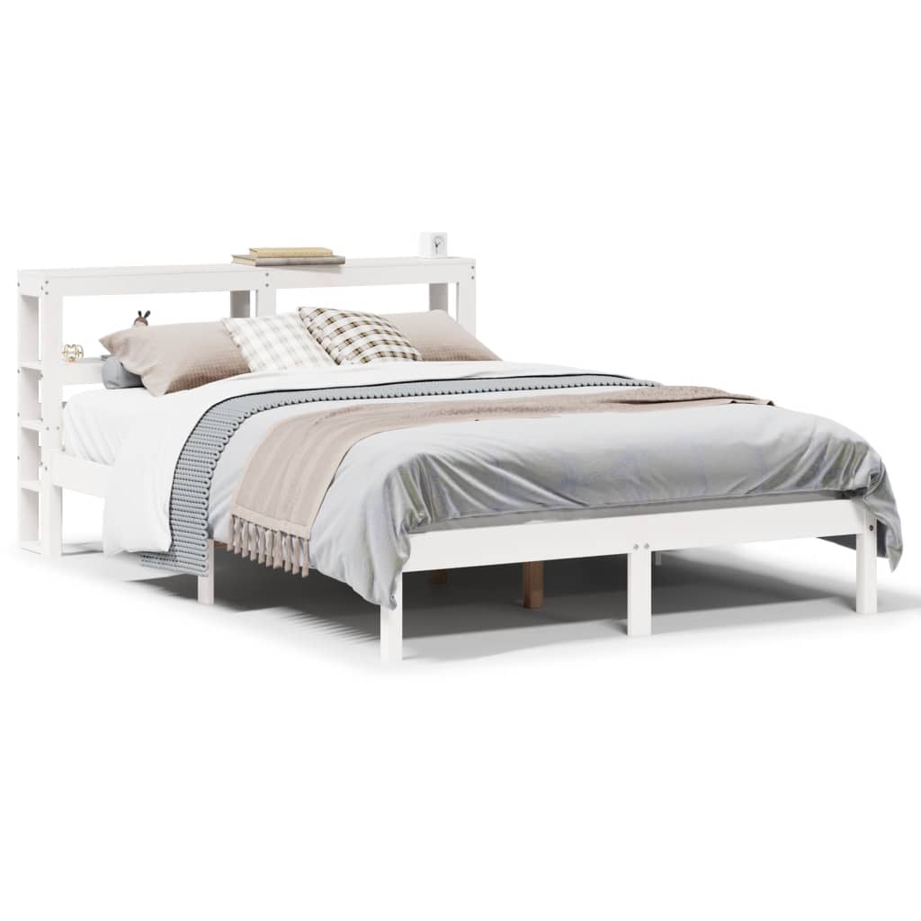 sengeramme uden madras 120x200 cm massivt fyrretræ hvid
