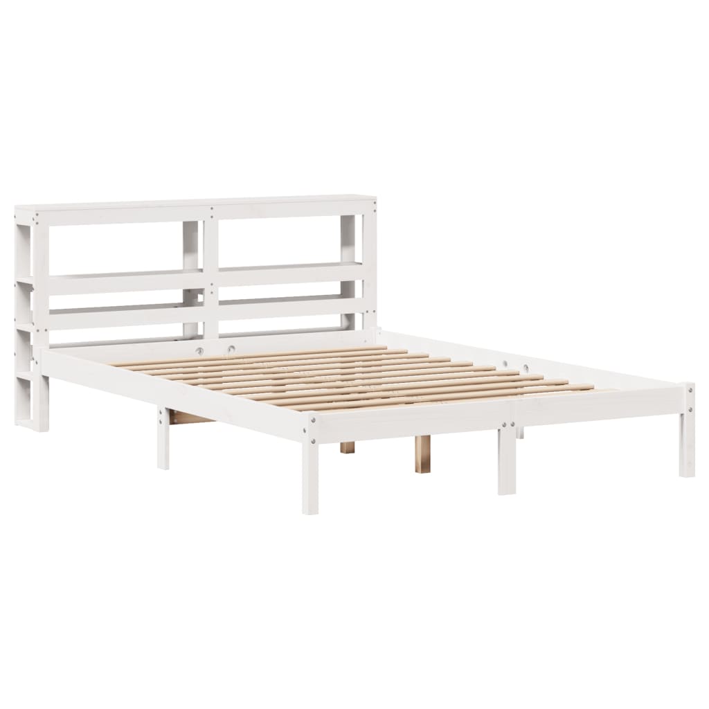 sengeramme uden madras 120x200 cm massivt fyrretræ hvid