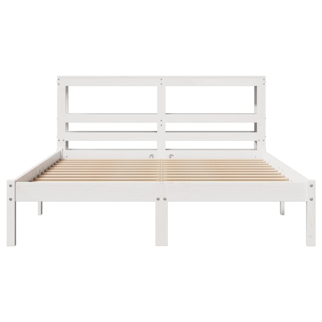 sengeramme uden madras 120x200 cm massivt fyrretræ hvid