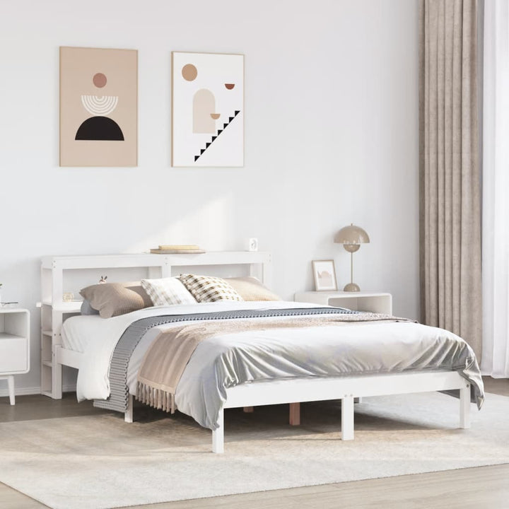 sengeramme uden madras 120x200 cm massivt fyrretræ hvid