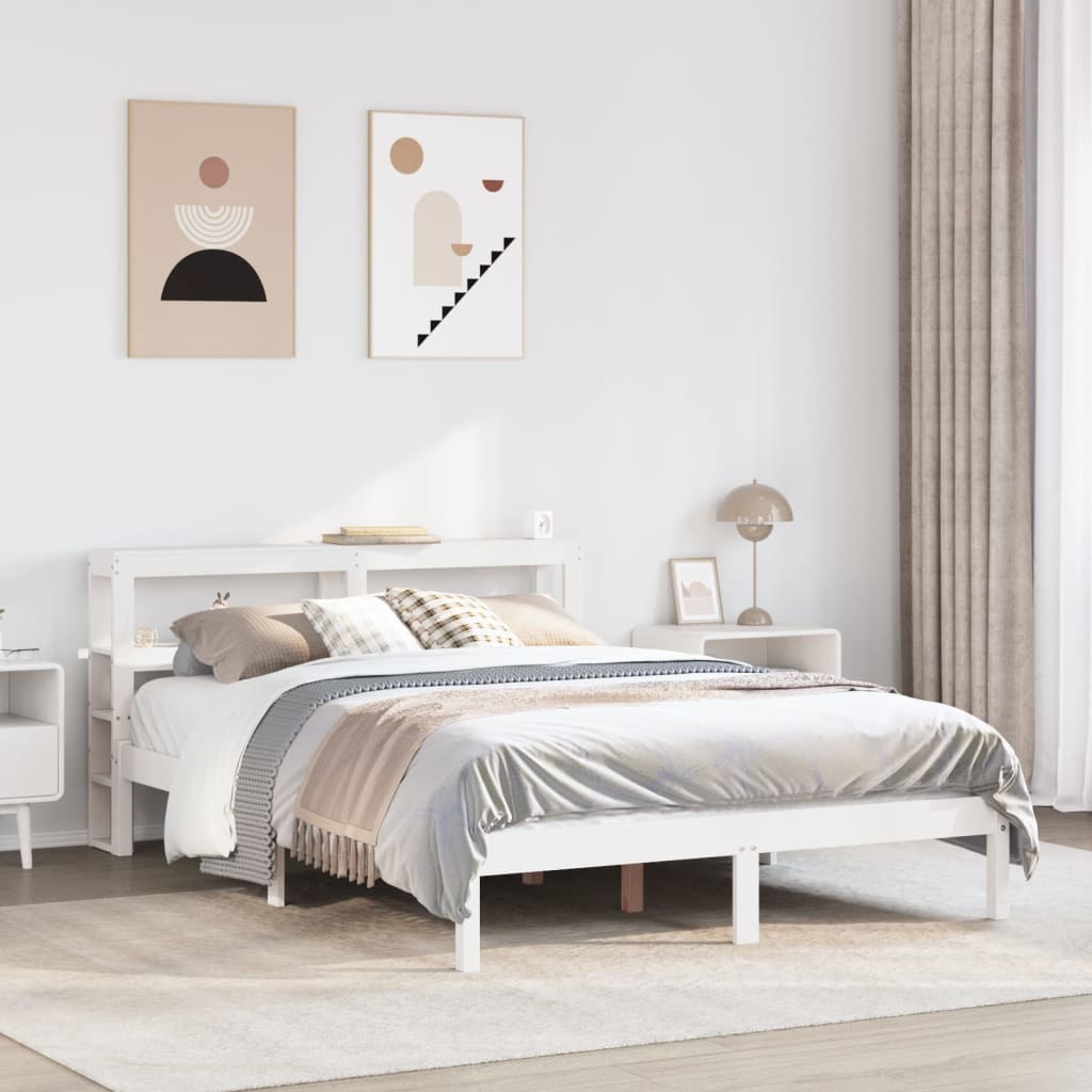 sengeramme uden madras 160x200 cm massivt fyrretræ hvid