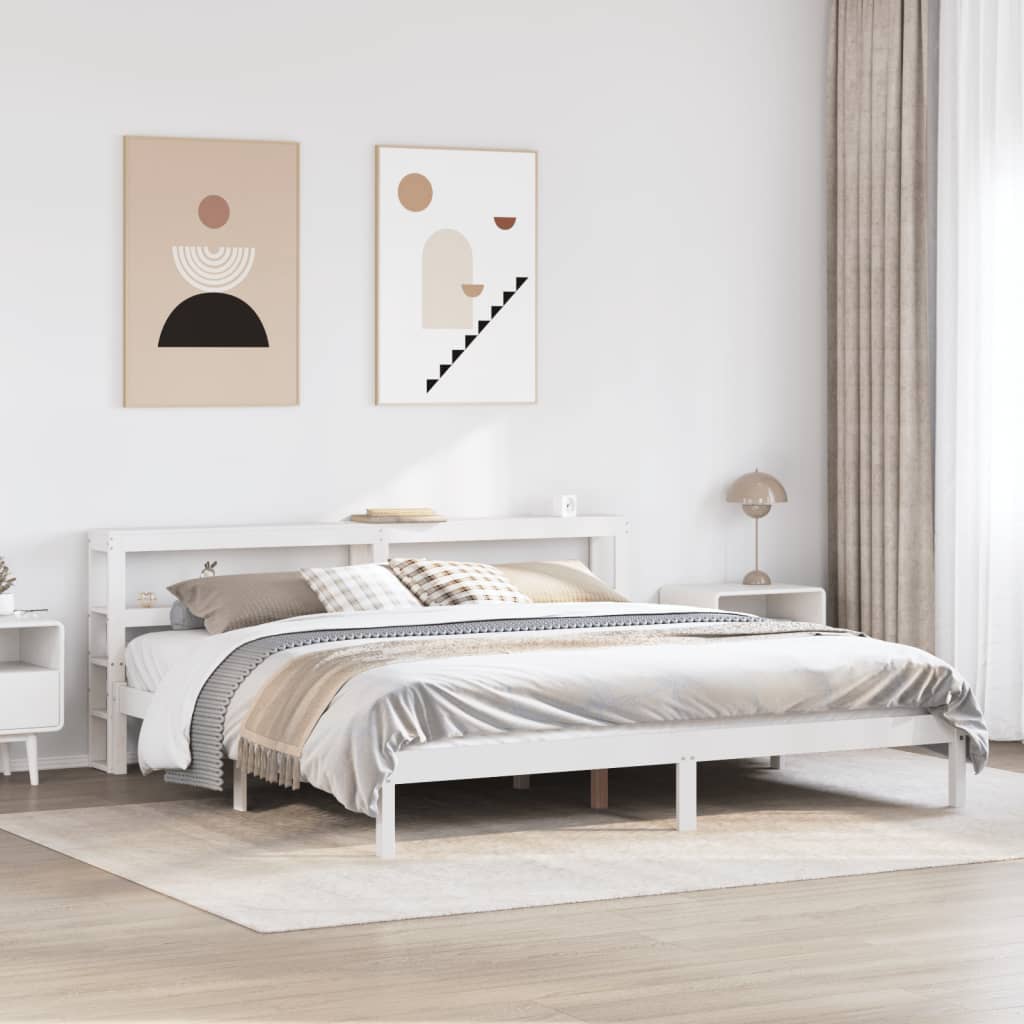 sengeramme uden madras 180x200 cm massivt fyrretræ hvid