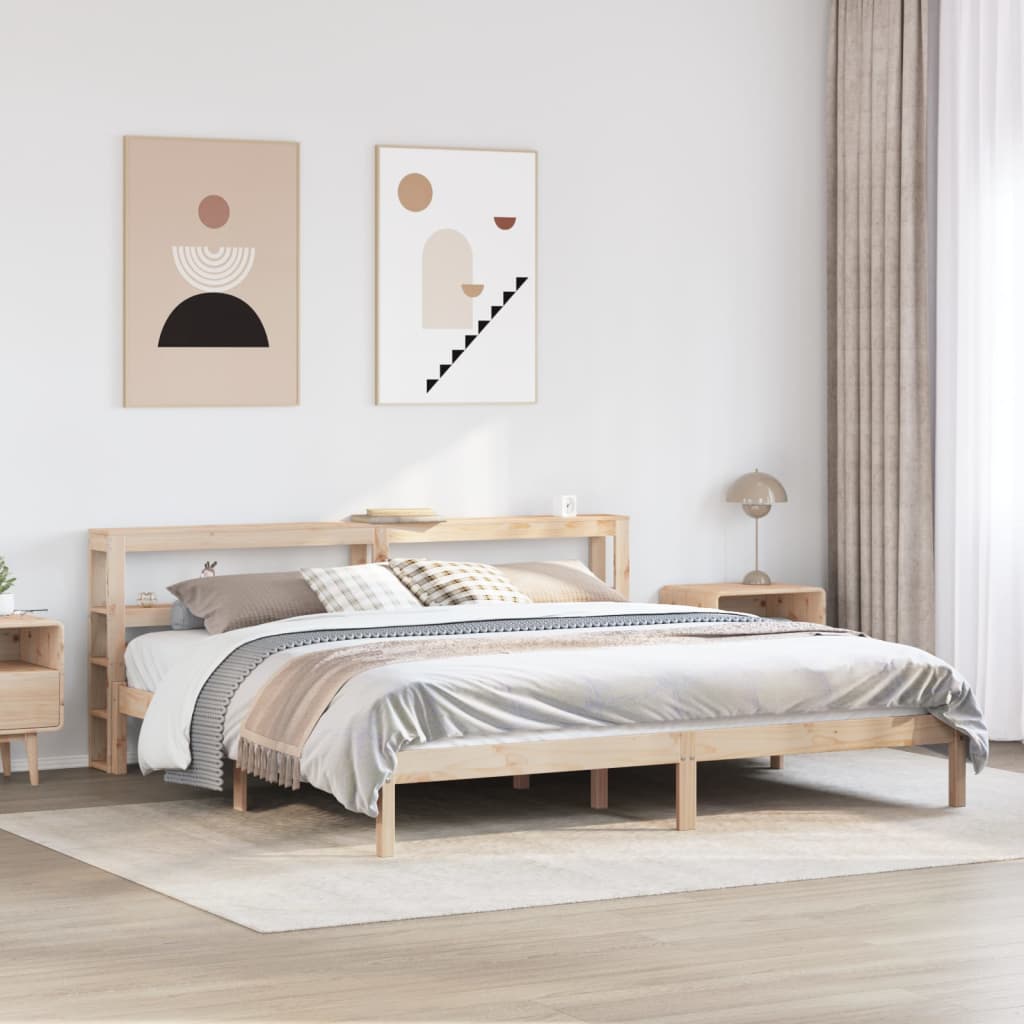 sengeramme uden madras 200x200 cm massivt fyrretræ