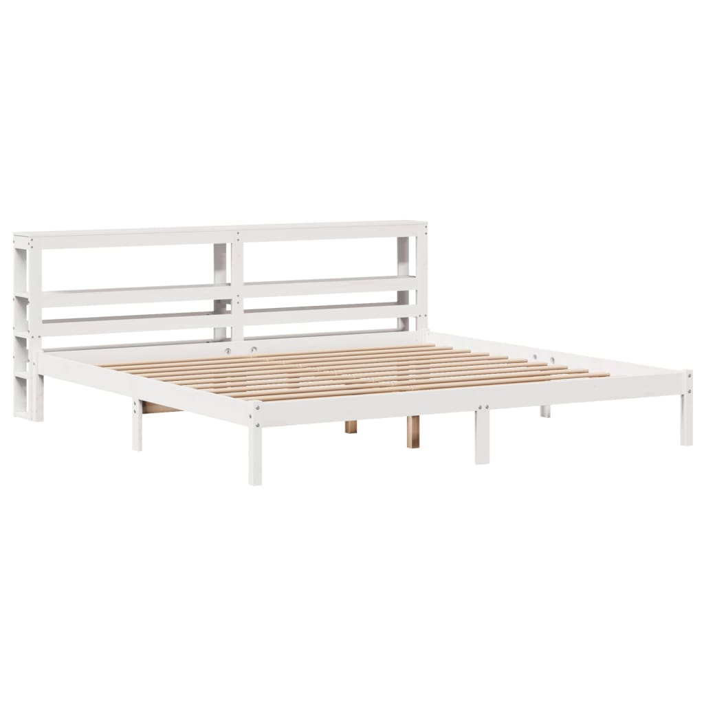 sengeramme uden madras 200x200 cm massivt fyrretræ hvid