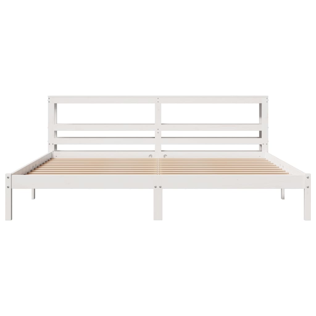 sengeramme uden madras 200x200 cm massivt fyrretræ hvid