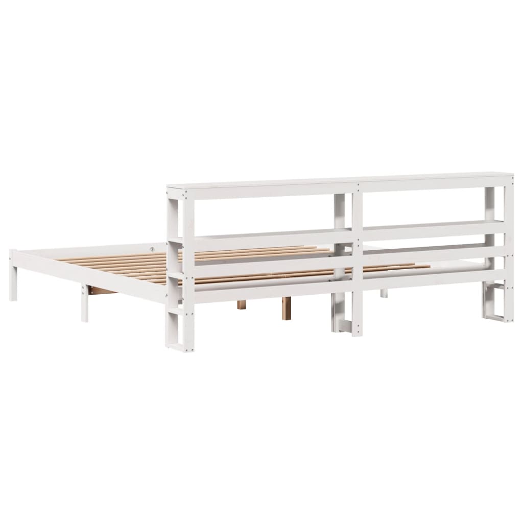 sengeramme uden madras 200x200 cm massivt fyrretræ hvid